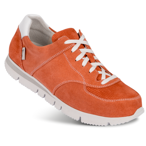Amber Sneaker orange geschnürt in weiß mit weißer Sohle